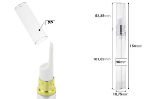 Bottiglietta Airless da 15 ml trasparente con tappo, ideale per sieri.-εικόνα_διαστάσεις