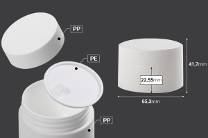 Pot en plastique de 50ml à double fond avec joint intérieur sur le couvercle et plastique sur le pot-2