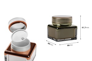 Luxus 50 ml Acrylglas, doppelt mit innerem Dichtungsdeckel und Plastikglas-photo_dimensions