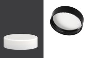 Καπάκι πλαστικό σε μαύρο ή λευκό χρώμα με εσωτερικό παρέμβυσμα (liner)