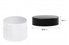 Καπάκι πλαστικό σε μαύρο ή λευκό χρώμα με εσωτερικό παρέμβυσμα (liner)