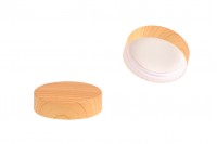 Plastic lid in wood design with inner liner for cream jars 30 ml