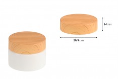 Capac din plastic cu design din lemn cu căptușeală interioară pentru borcane cu cremă de 30 ml