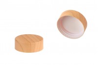 Wood-patterned plastic cap with inner seal for 5 and 10 ml jars