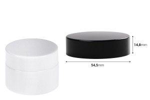 Couvercle en plastique noir ou blanc avec doublure intérieure pour pots de 50 ml-εικόνα_διαστάσεις