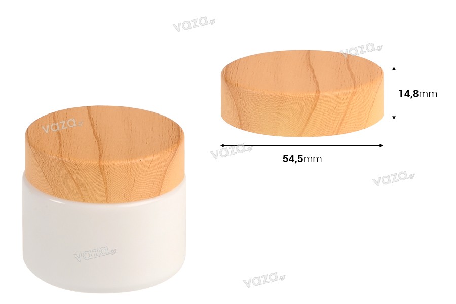 Coperchio in plastica dal design in legno con rivestimento interno per vasetti di crema da 50 ml