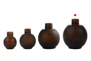 Flacon sphérique en verre sablé de 50 ml en couleur caramel.-7