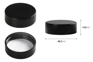 Bouchon en plastique noir avec joint intérieur pour bocaux de 50 ml-2