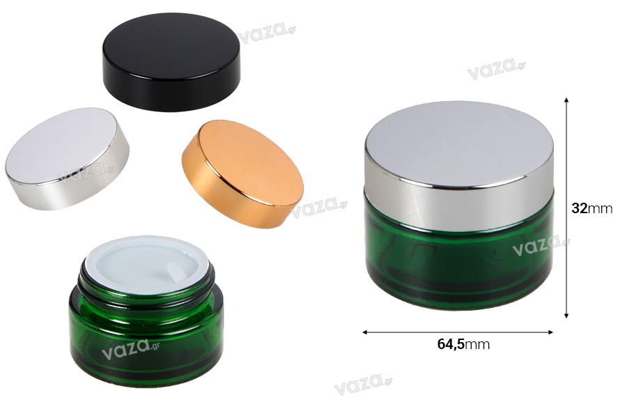 20ml green glass jar with sealing disc and EPE liner inserted in the cap