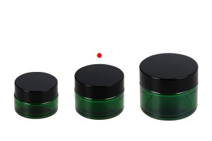 Vasetto di vetro verde da 30 ml con guarnizione in plastica nel vasetto e all'interno del coperchio.-εικόνα_σύνθεση