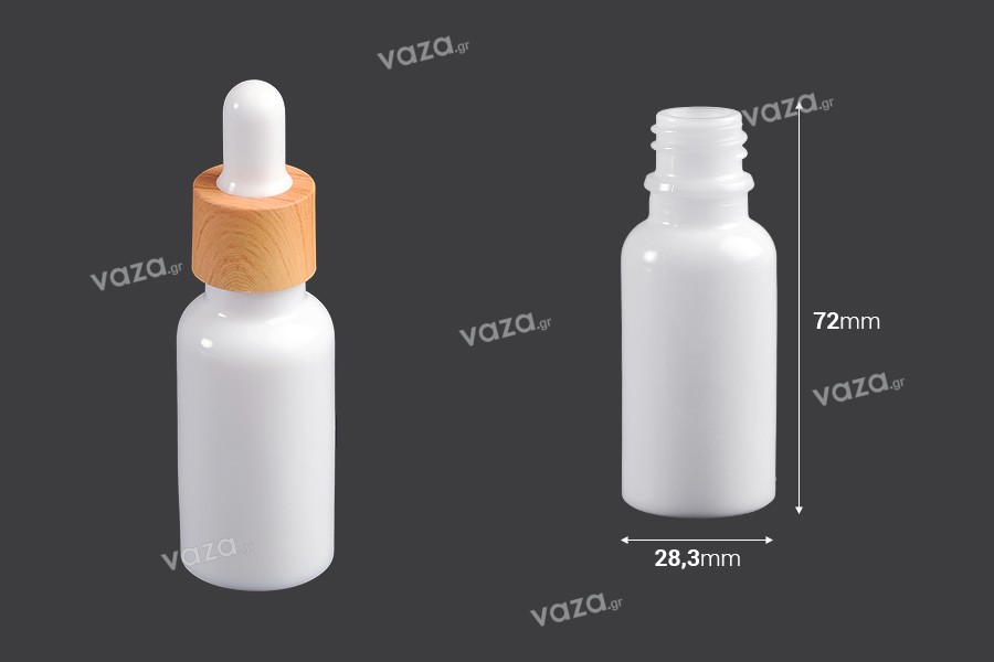 Flacon de sticlă albă pentru uleiuri esențiale 20 ml cu bec PP18