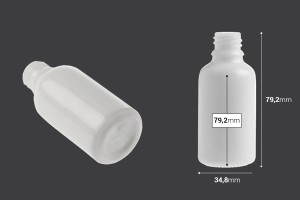Flacon en verre pour huiles essentielles de 30ml blanc avec bouche PP18-2