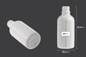 Bottiglietta di vetro per oli essenziali da 50 ml, bianco con imboccatura in PP18.-2
