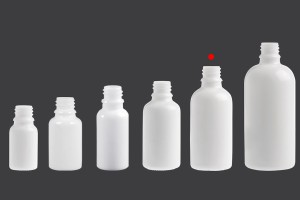 Bottiglietta di vetro per oli essenziali da 50 ml, bianco con imboccatura in PP18.-7