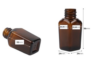 Flacon en verre de 10ml pour huiles essentielles de couleur caramel (PP18)-εικόνα_διαστάσεις
