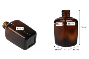 Flasche 50ml für ätherische Öle Glas, Karamell (PP18)-εικόνα_διαστάσεις