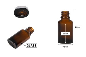 Flasche 10ml für ätherische Öle Glas, oval in Karamellfarbe (PP18)-εικόνα_διαστάσεις