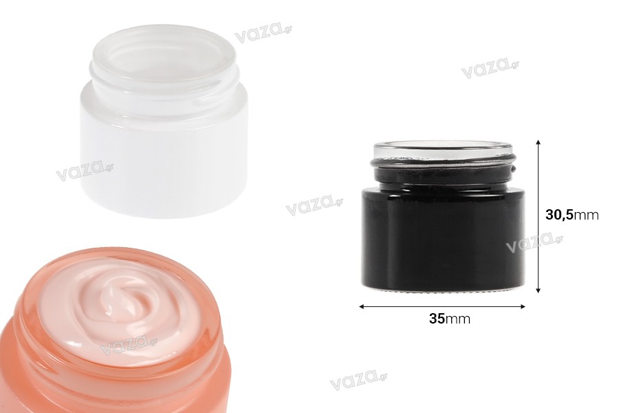 Glass jar for cream 10 ml in various colors - without cap