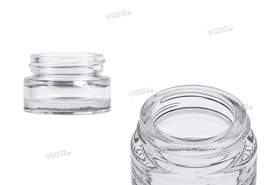 Vaso in vetro trasparente per crema da 5 ml - senza coperchio