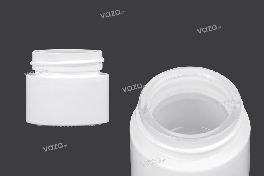 Glass cream jar 50 ml in white color - without cap