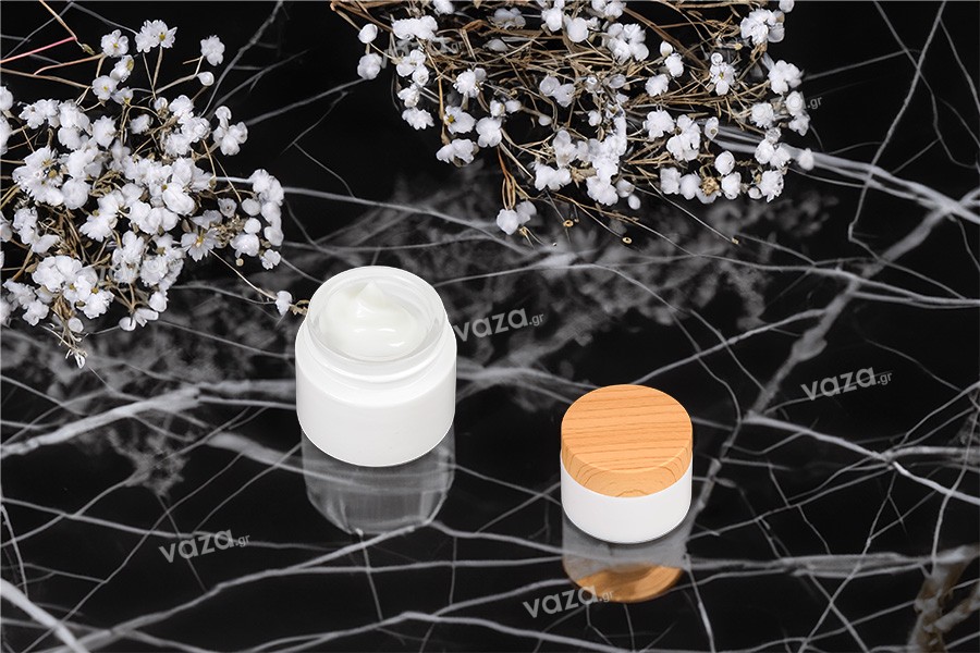 Glass cream jar 50 ml in white color - without cap