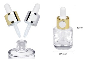 Flacon en verre de 15 ml avec compte-gouttes de couleur argent ou or et passoire-εικόνα_διαστάσεις