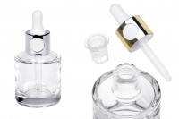 30 ml glass bottle with dropper dropper in silver or gold color and strainer