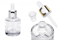 Flacone in vetro da 30 ml con contagocce contagocce di colore argento o oro e colino