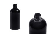 Schwarze Glasflasche für ätherische Öle 100 ml mit PP18-Auslauf