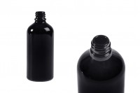 Black glass bottle for essential oils 100 ml with PP18 spout