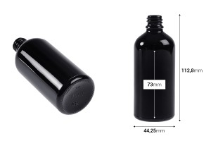 Flacon en verre noir pour huiles essentielles 100 ml avec bec verseur PP18-2
