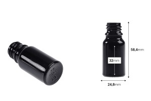 Schwarze Glasflasche für ätherische Öle 10ml mit PP18-Auslauf-2