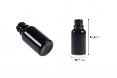 Glass black bottle for essential oils 15 ml with PP18 spout