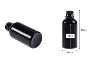 Flacon en verre noir pour huiles essentielles 30 ml avec bec verseur PP18-2