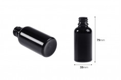 Γυάλινο μαύρο μπουκαλάκι για αιθέρια έλαια 30 ml με στόμιο PP18