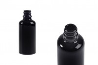 Black glass bottle for essential oils 50 ml with PP18 spout