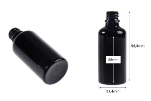 Bottiglia in vetro nero per oli essenziali da 50 ml con beccuccio PP18-2