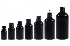 Black glass bottle for essential oils 50 ml with PP18 spout