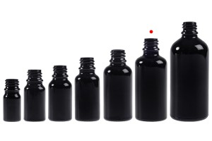 Bottiglia in vetro nero per oli essenziali da 50 ml con beccuccio PP18-5
