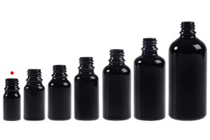 Schwarze Glasflasche für ätherische Öle 5ml mit PP18-Auslauf-5