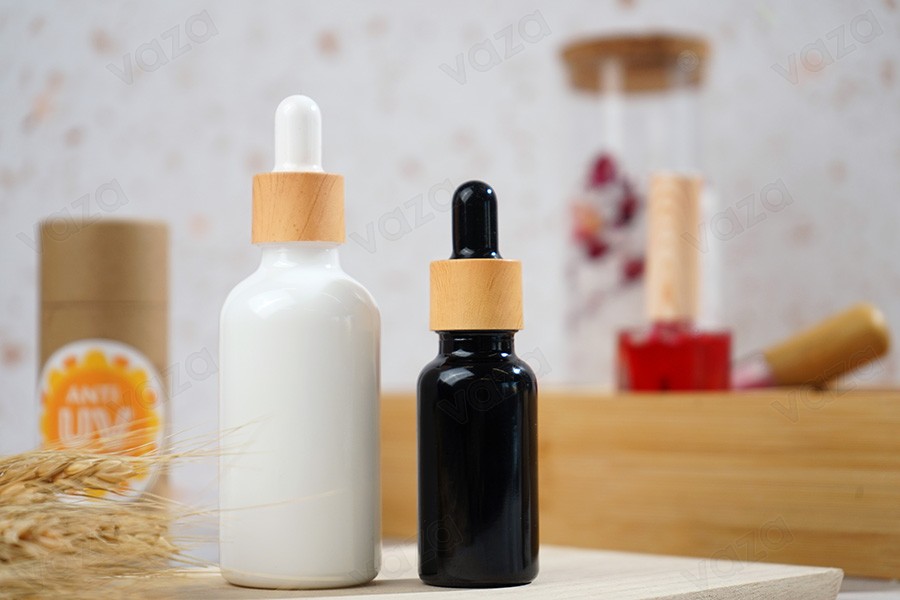 Shishe qelqi 50 ml për vajra esencialë, ngjyrë e bardhë, me grykë PP18.-imazh_grup
