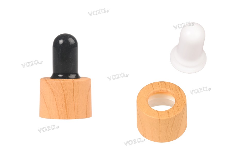 Set anello in plastica con motivo legno e ciuccio per contagocce e beccuccio per biberon PP18