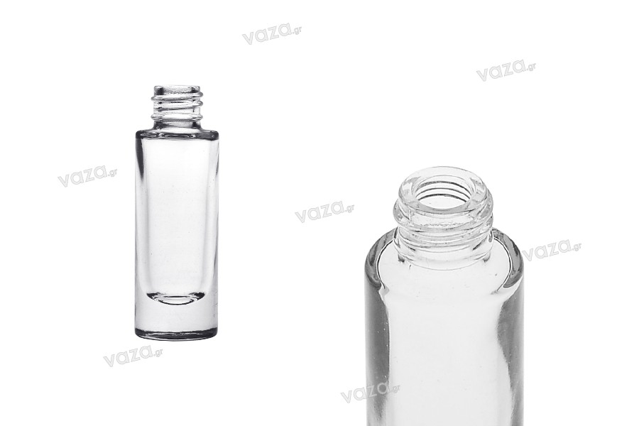 Γυάλινο κυλινδρικό μπουκάλι 15 ml διάφανο με στόμιο PP18