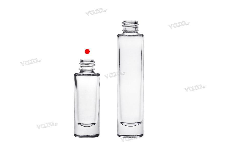 Γυάλινο κυλινδρικό μπουκάλι 15 ml διάφανο με στόμιο PP18