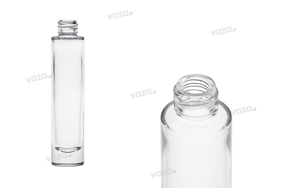 Bottiglia cilindrica in vetro da 30 ml trasparente con beccuccio PP18