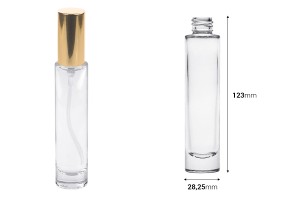 Flacon cylindrique en verre 30 ml transparent avec bec verseur 18/415-εικόνα_διαστάσεις