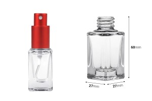 10 ml-Klarglasflasche in rechteckiger Form mit PP18-Auslauf-bildabmessungen