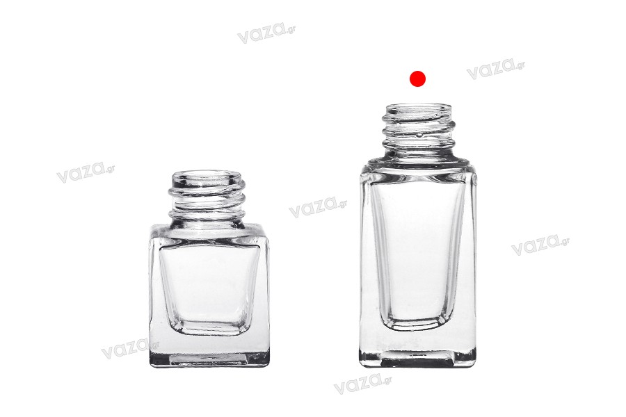 10ml clear glass bottle in rectangular shape with PP18 spout