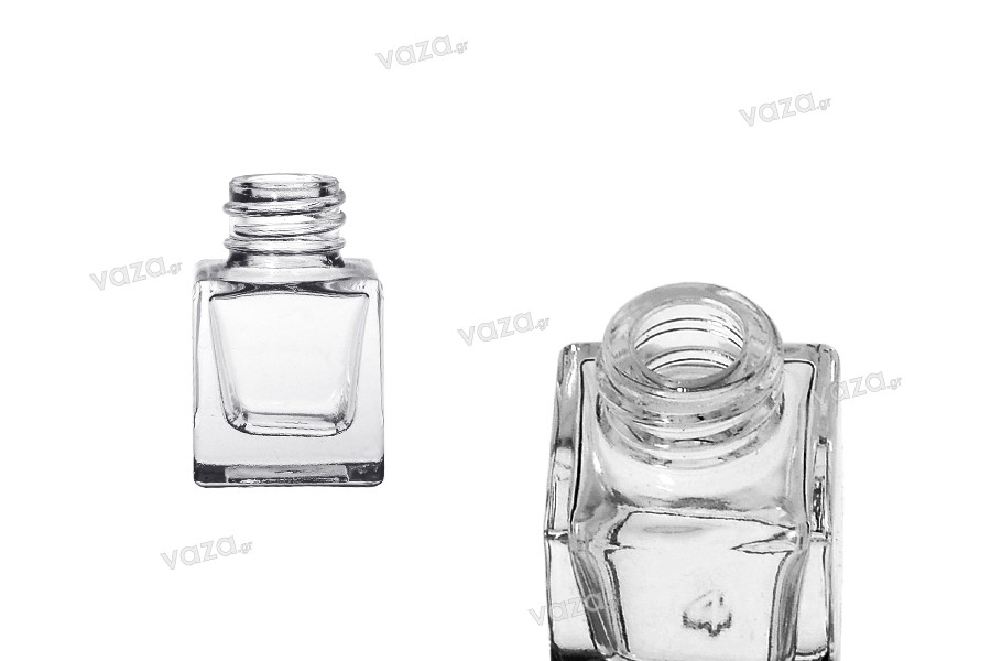 5 ml transparente würfelförmige Glasflasche mit PP18-Auslauf