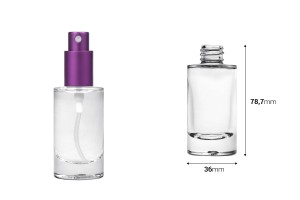 30ml transparente Glasflasche mit 18/415-Auslauf-bildabmessungen